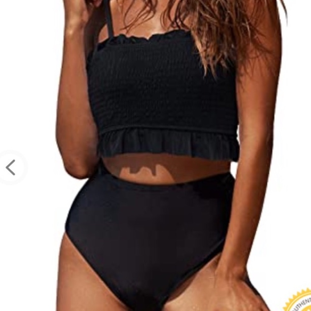 RXRXCOCO High Waisted Bikini Set for Women Strapless Bikini Bandeau Ruffled